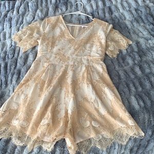 Cream lace romper